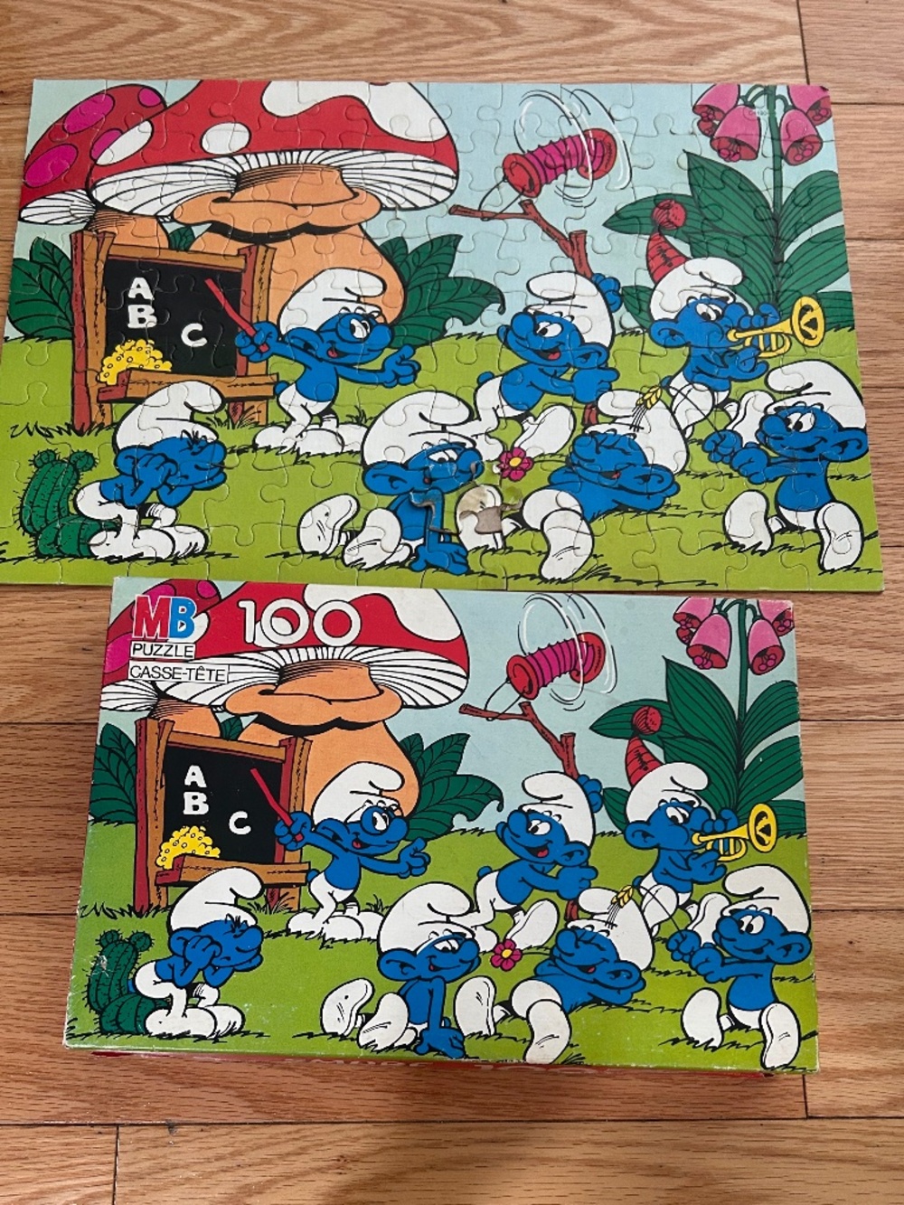 Vintage 1981 Smurfs 100 Pc Jigsaw Puzzle Milton Bradley COMPLETE